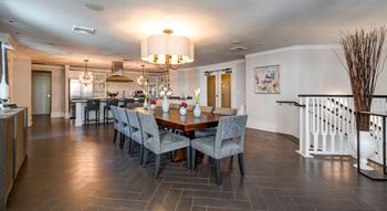 Clubhouse kitchen breakfast bar with stools